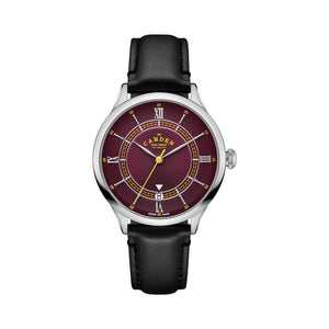 No.274 Automatic Steel, oxblood and black