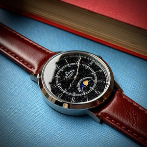 No.27 Moonphase Steel, Black and Oxblood