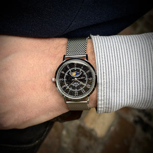 No.27 Moonphase Steel, Black and Mesh